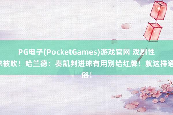 PG电子(PocketGames)游戏官网 戏剧性一球被吹！哈兰德：奏凯判进球有用别给红牌！就这样通俗！