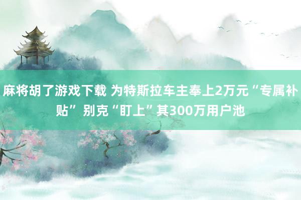 麻将胡了游戏下载 为特斯拉车主奉上2万元“专属补贴” 别克“盯上”其300万用户池
