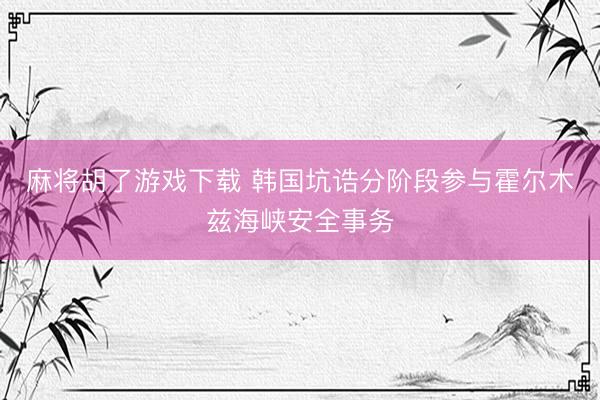 麻将胡了游戏下载 韩国坑诰分阶段参与霍尔木兹海峡安全事务