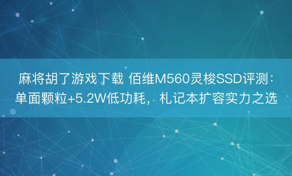 麻将胡了游戏下载 佰维M560灵梭SSD评测：单面颗粒+5.2W低功耗，札记本扩容实力之选